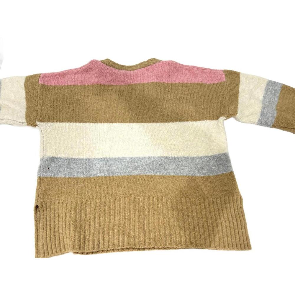 Topshop Supersoft Brown Stripe Fuzzy Brushed Knit Crewneck Sweater- Size 14 - Picture 4 of 9